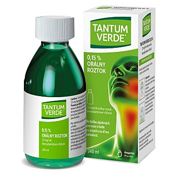 TANTUM VERDE 0,15% orálny roztok 240 ml (Na bolesť v krku)