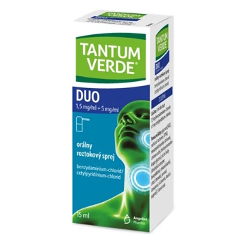 TANTUM VERDE Duo 1.5mg/ml+5mg/ml sprej 15 ml (Lieky na bolesť v krku) - Jednozložkové