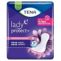 TENA Lady Protect+ Maxi night inkontinenčné vložky 8 kvapiek 12 kusov