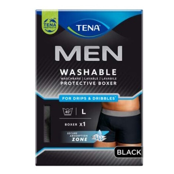 TENA Men washable pracie inkontinenčné boxerky čierne L 1 kus (Inkontinenčné nohavičky naťahovacie)