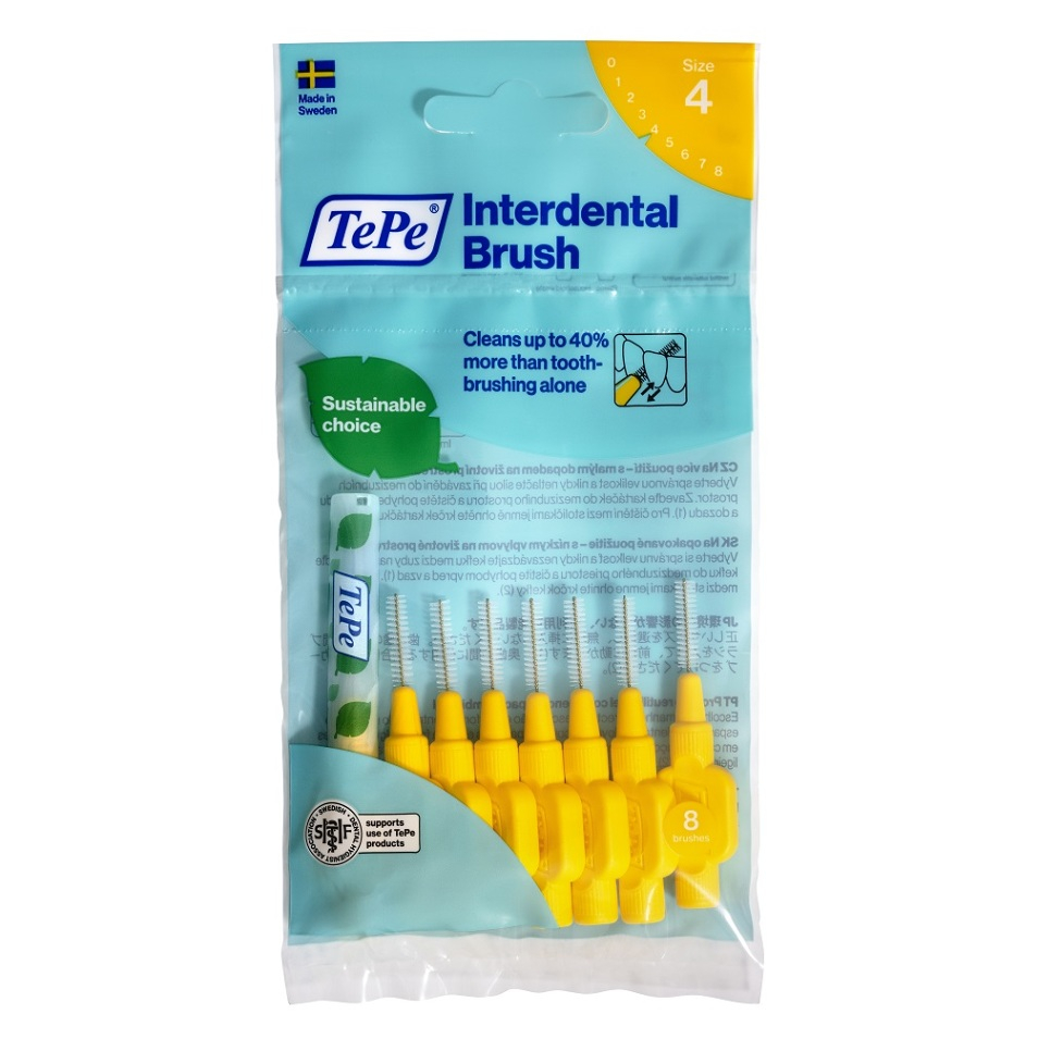 TEPE Medzizubné kefky žlté 0,7 mm v sáčku 8 kusov