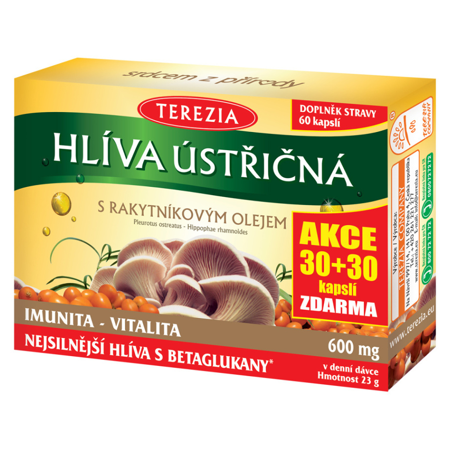 TEREZIA Hliva ustricovitá s rakytníkovým olejom 30 kapsúl +30 ZADARMO kúpite na Mojalekaren.sk
