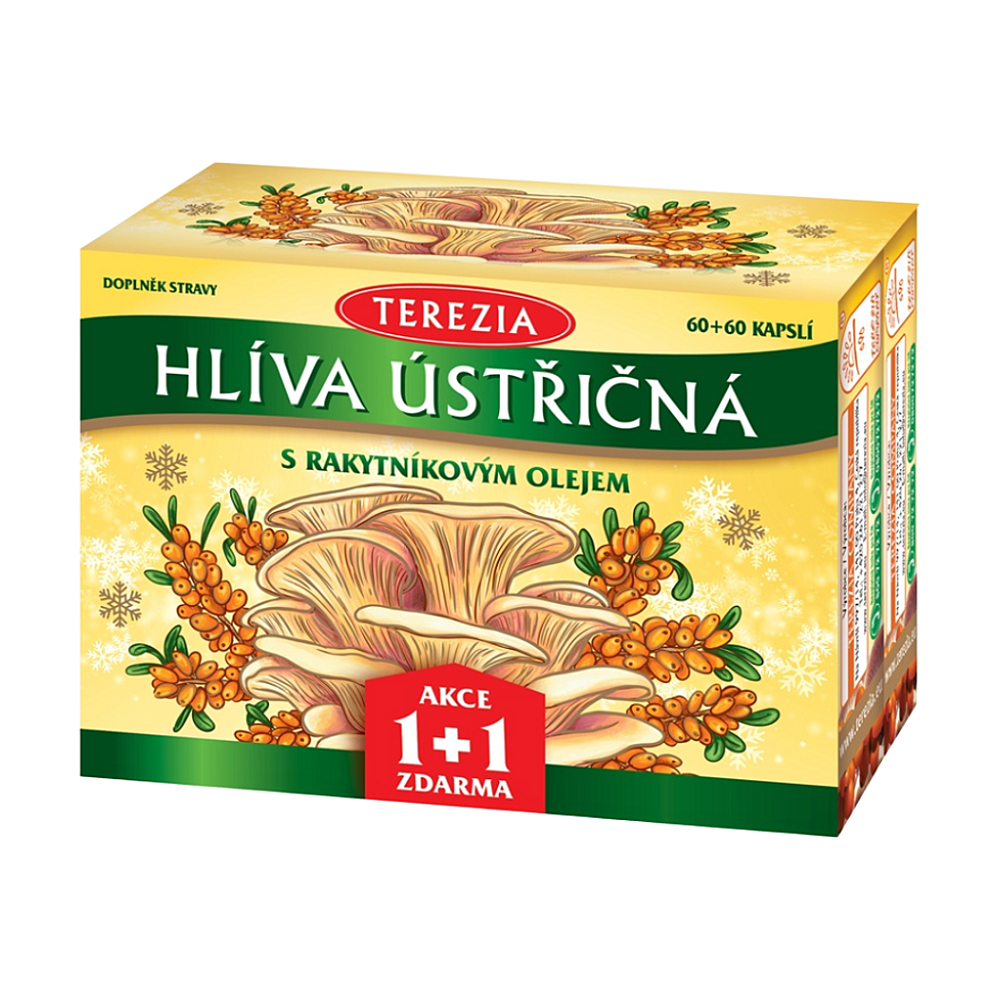 TEREZIA HLIVA USTRICOVITÁ S RAKYTNÍKOVÝM OLEJOM Vianočné balenie 60+60 zadarmo 120 ks kúpite na Mojalekaren.sk
