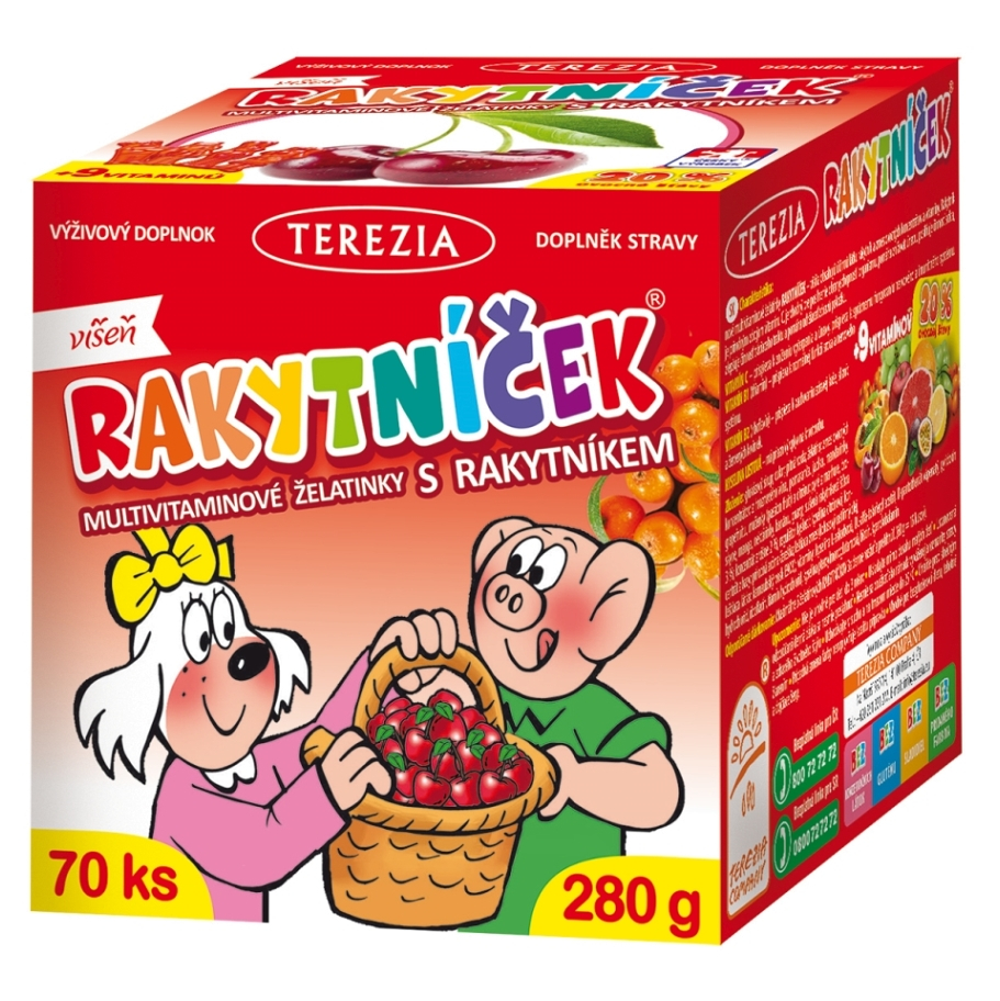 Terezia RAKYTNÍČEK Višňa želatínové tablety s multivitamínovým komplexom príchuť Sour Cherry 70 cps kúpite na Mojalekaren.sk