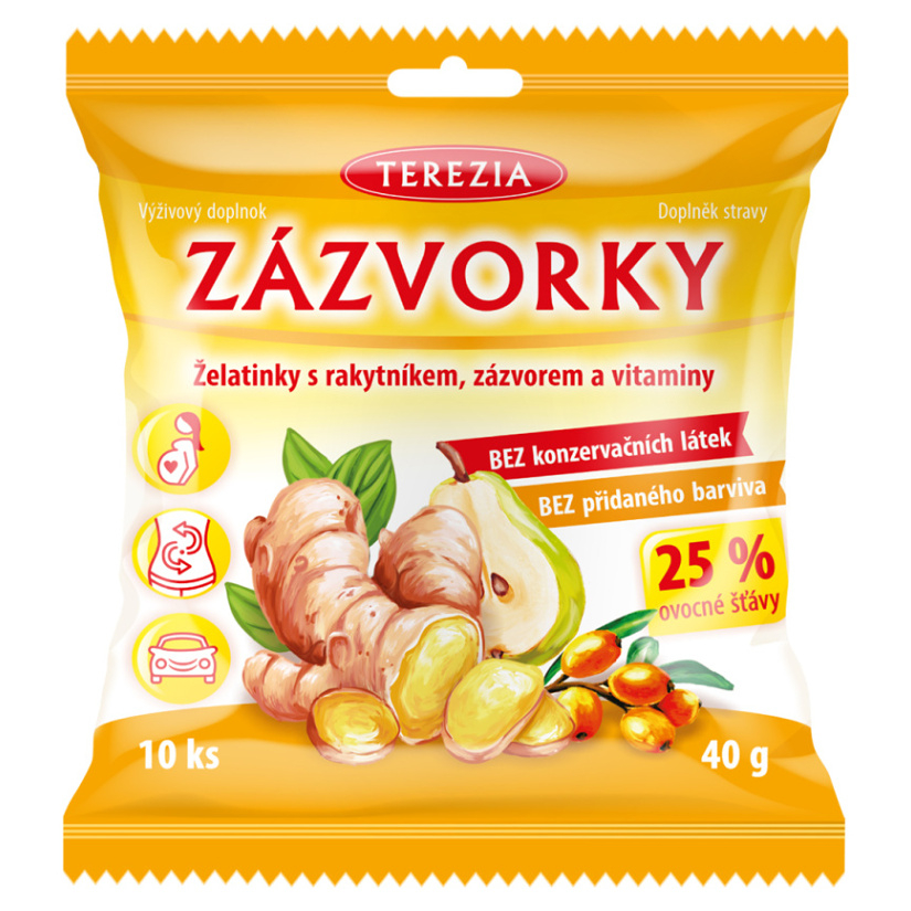 TEREZIA Želatínky s rakytníkom, zázvorom a vitamínmi 10 kusov kúpite na Mojalekaren.sk