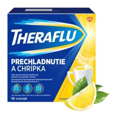 THERAFLU na chrípku a nachladnutie, citrónová príchuť 10 vreciek kúpite na Mojalekaren.sk