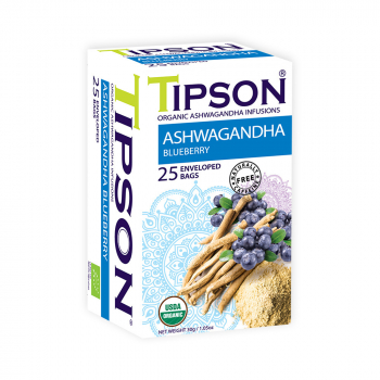 TIPSON Ashwagandha blueberry bylinný čaj 25 vrecúšok BIO