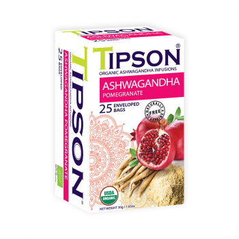 TIPSON Ashwagandha pomegranate bylinný čaj 25 vrecúšok BIO