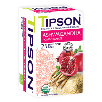 TIPSON Ashwagandha pomegranate bylinný čaj 25 vrecúšok BIO