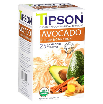 TIPSON Avocado ginger & cinnamon bylinný čaj BIO 25 vrecúšok