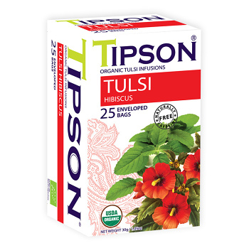 TIPSON Tulsi hibiscus bylinný čaj 25 vrecúšok BIO