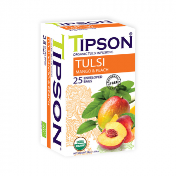 TIPSON Tulsi mango & peach bylinný čaj 25 vrecúšok BIO