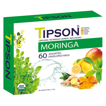 TIPSON Variácia bylinných čajov s moringou a prírodnou arómou BIO 60 sáčkov
