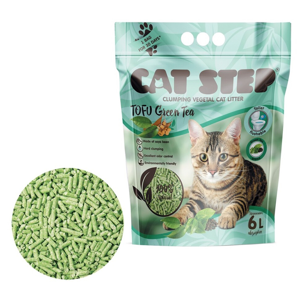 E-shop TOMMI Cat Step Tofu Green Tea Podstielka 2,7 kg/6 l