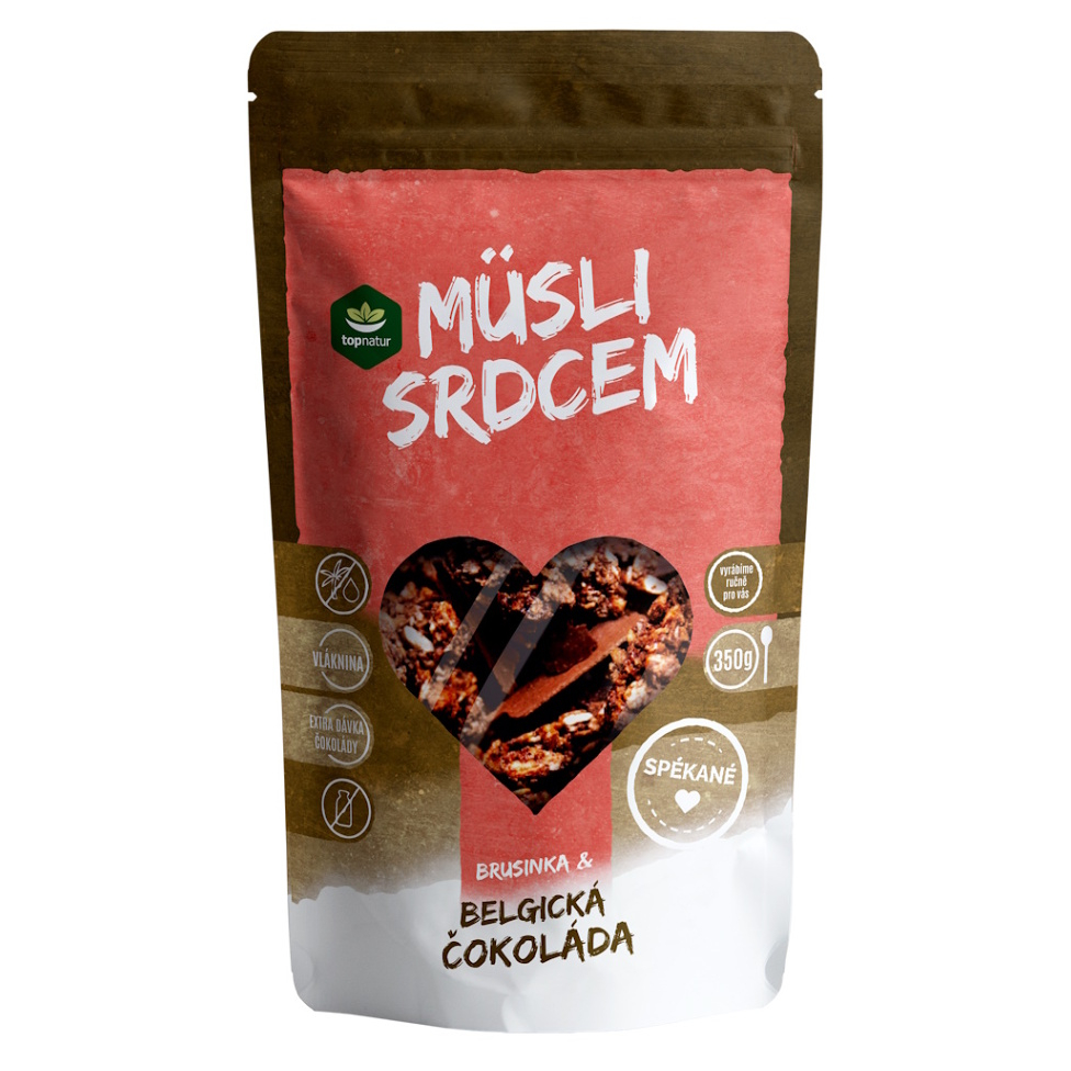 TOPNATUR Müsli srdcom Belgická čokoláda&Brusnice 350 g