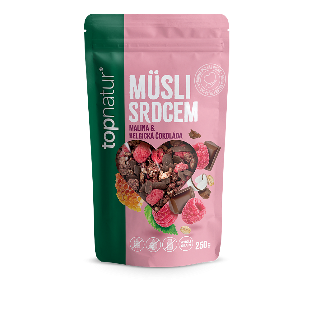 TOPNATUR Müsli srdcom malina & belgická čokoláda 250 g