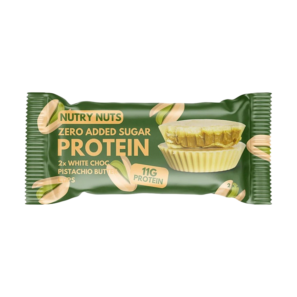 E-shop NUTRY NUTS Proteínové košíčky biela čokoláda s pistáciami 2 x 21 g