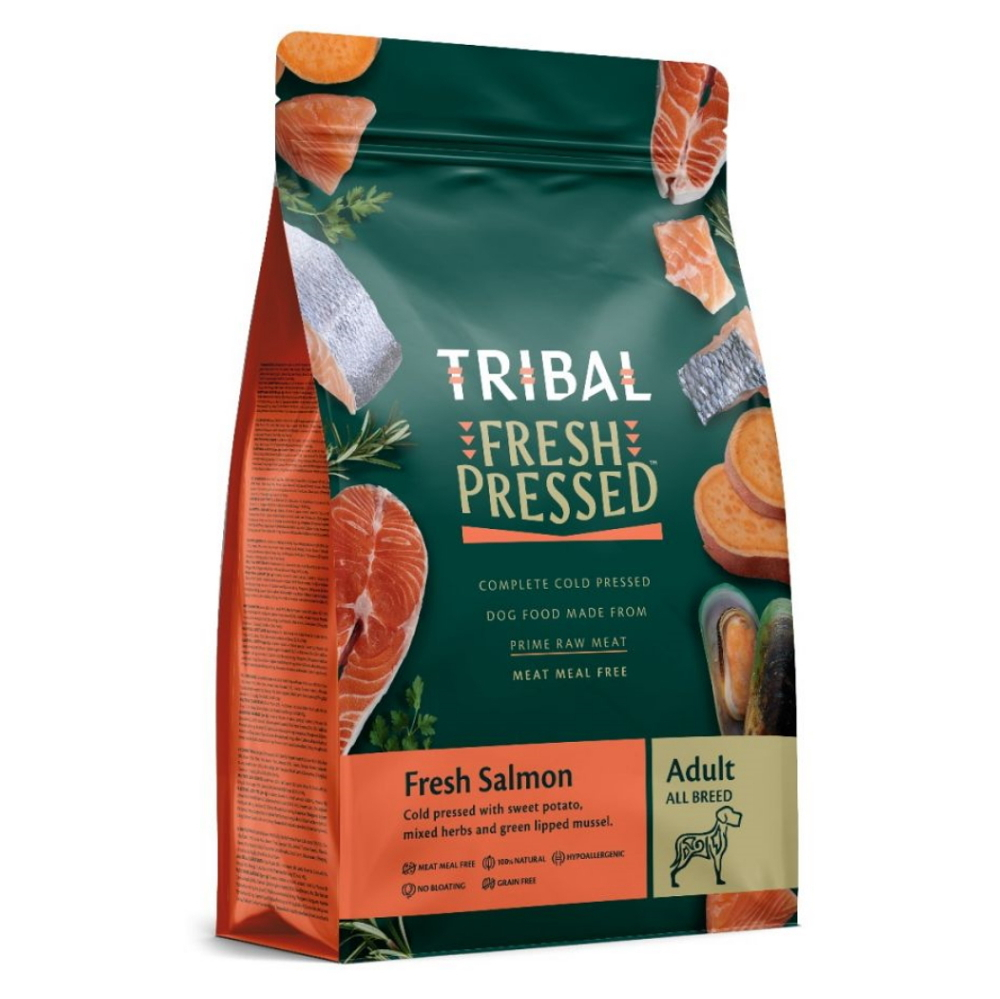 E-shop TRIBAL Fresh Pressed Salmon Adult granule pre psov 1 ks, Hmotnosť balenia (g): 12 kg