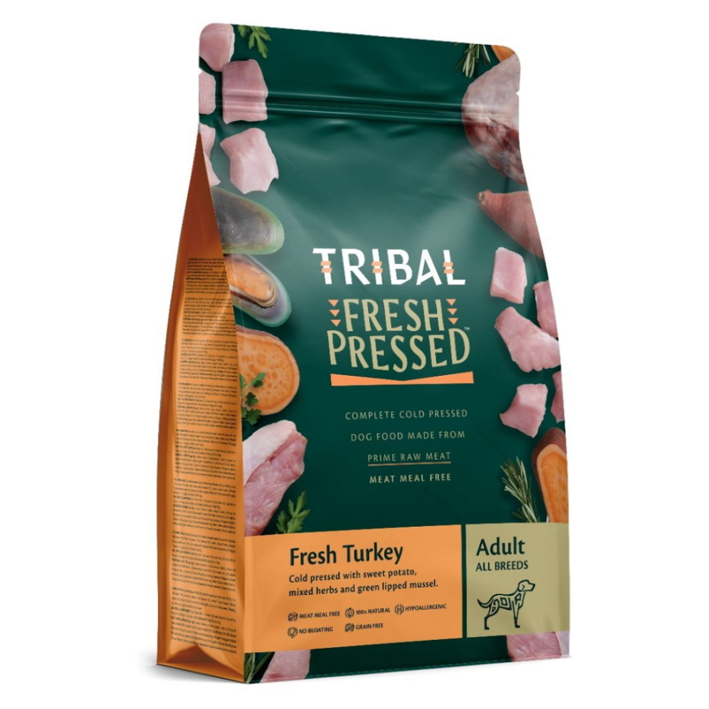E-shop TRIBAL Fresh Pressed Turkey Adult granule pre psov 1 ks, Hmotnosť balenia (g): 12 kg