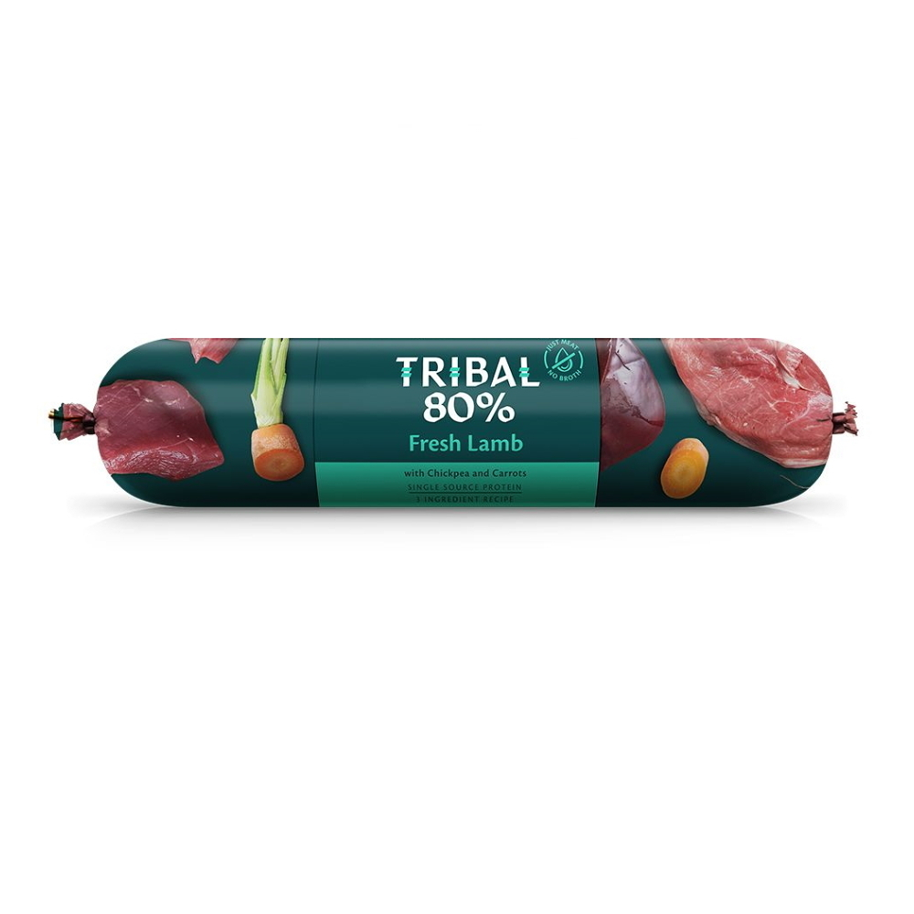 E-shop TRIBAL 80% Fresh Lamb saláma pre psov 1 ks, Hmotnosť balenia (g): 750 g