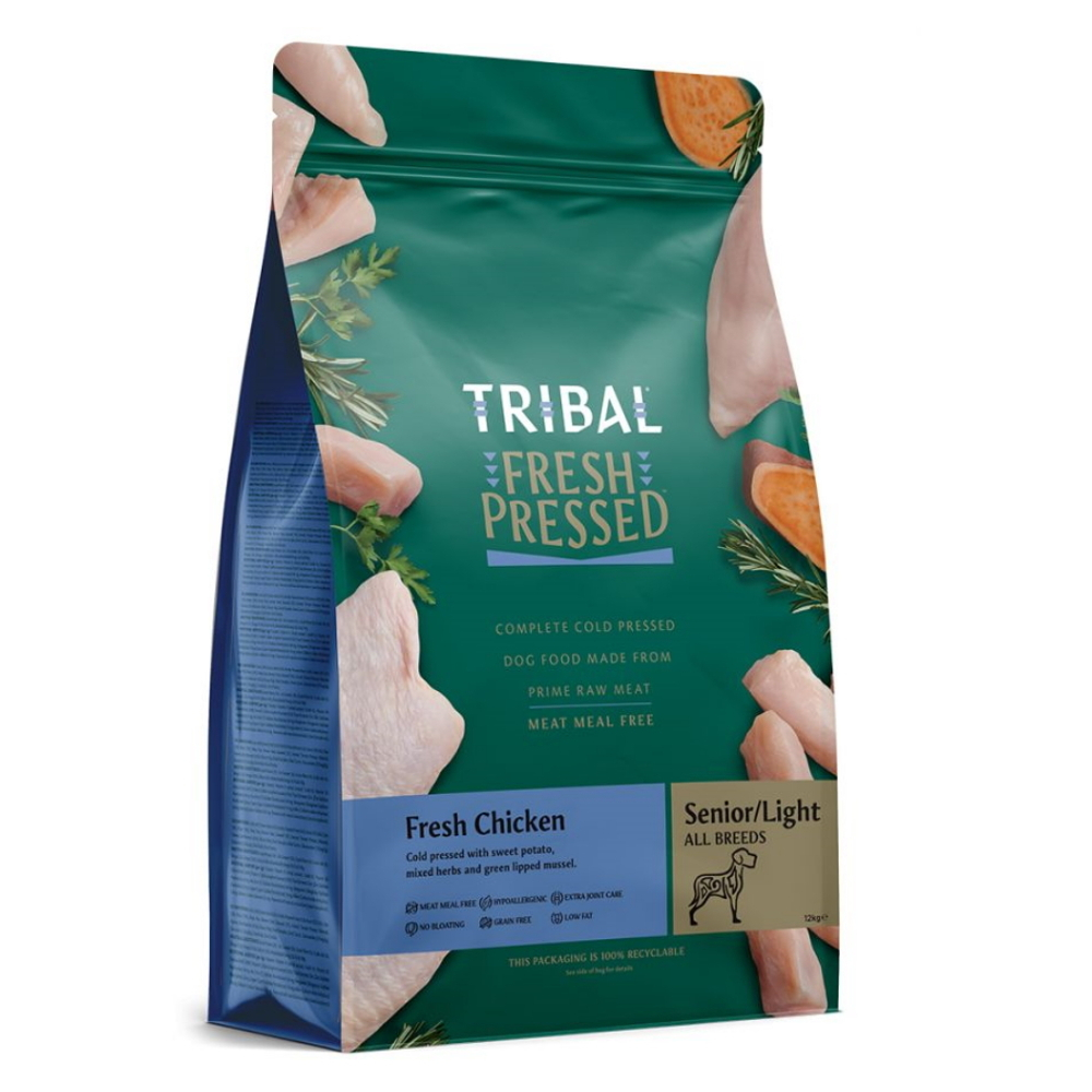 E-shop TRIBAL Fresh Pressed Chicken Senior/Light granule pre psích seniorov 1 ks, Hmotnosť balenia (g): 12 kg