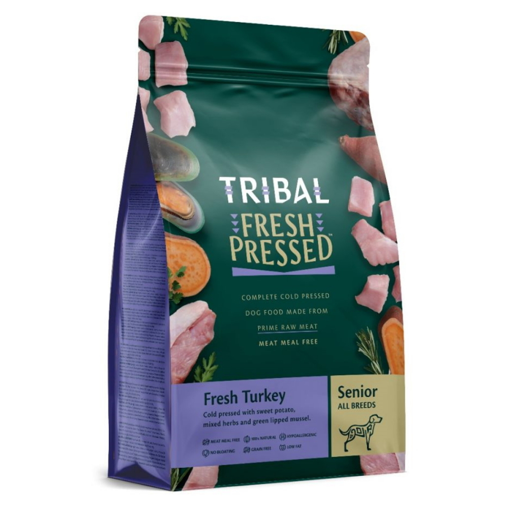 E-shop TRIBAL Fresh Pressed Turkey Senior granule pre psích seniorov 1 ks, Hmotnosť balenia (g): 12 kg