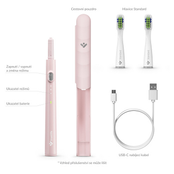 TRUELIFE SonicBrush Slim20 Pink sonická zubná kefka (Sonické zubné kefky) - Časovač, Viac režimov čistenia - obrázok 2/4