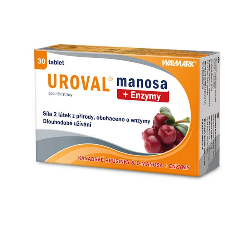 Uroval manosa + enzymes tablety pre zdravie močových ciest 30 tbl