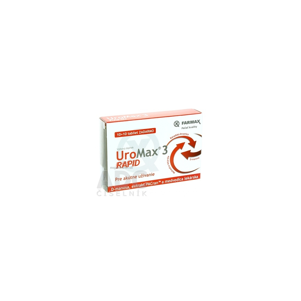 Obrázok FARMAX UroMax 3 Rapid 10 + 10 tabliet ZADARMO