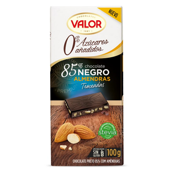 VALOR Čokoláda 85 % s mandľami a so sladidlami 100 g