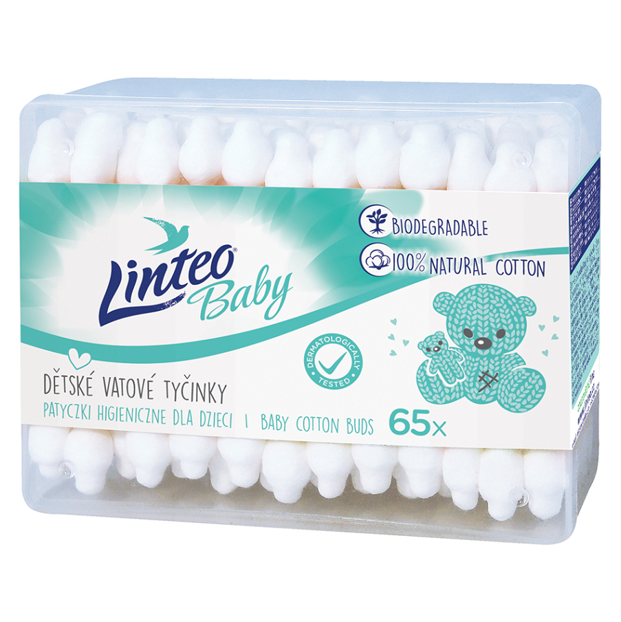 LINTEO Baby Vatové tyčinky papierové 65 ks kúpite na Mojalekaren.sk
