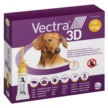 VECTRA 3D Spot-On XS pre psov 1,5-4 kg  0,8 ml 3 pipety