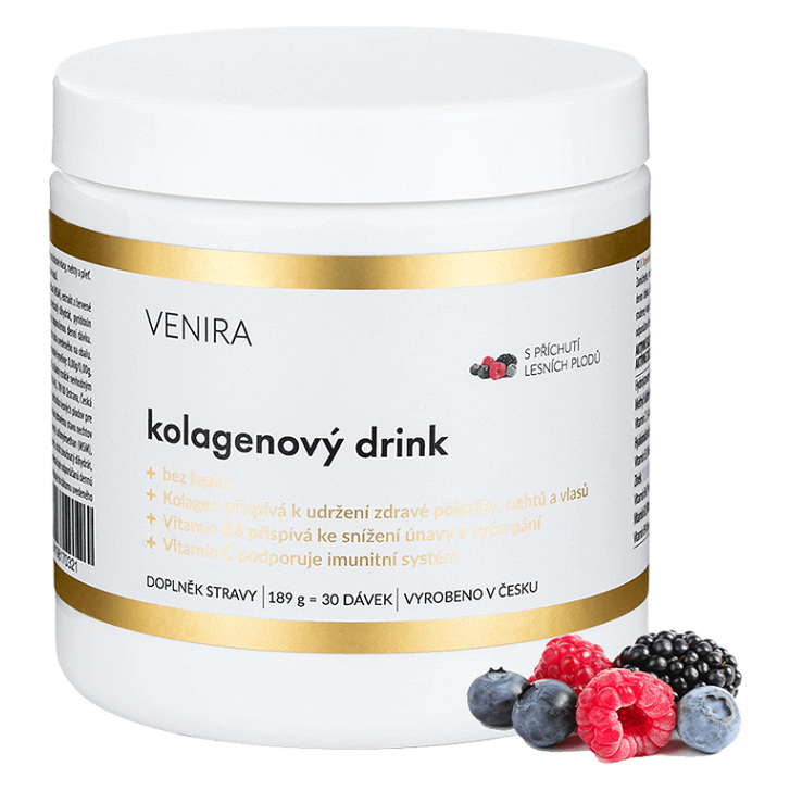 Venira Kolagénový drink prášok na prípravu nápoja pre krásne vlasy, pleť a nechty príchuť Wildberry 189 g