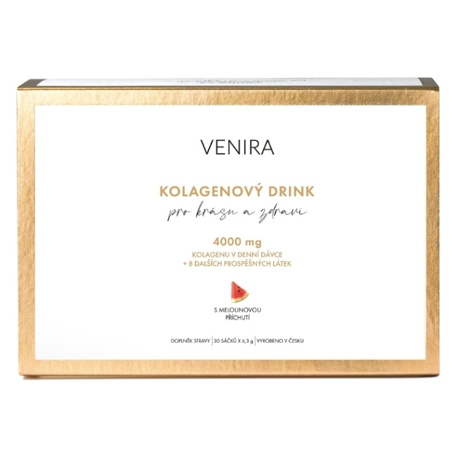 Venira Kolagénové drinky prášok na prípravu nápoja pre krásne vlasy, pleť a nechty príchuť Watermelon 30x6.3 g