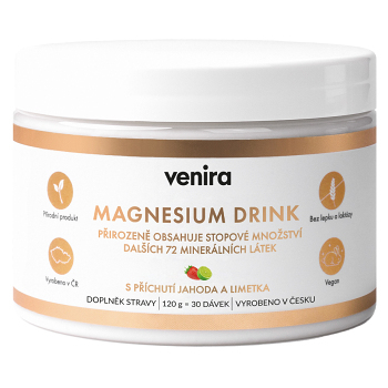 VENIRA Magnesium drink jahoda-limetka 120 g (Energia, únava) - Jednozložkové