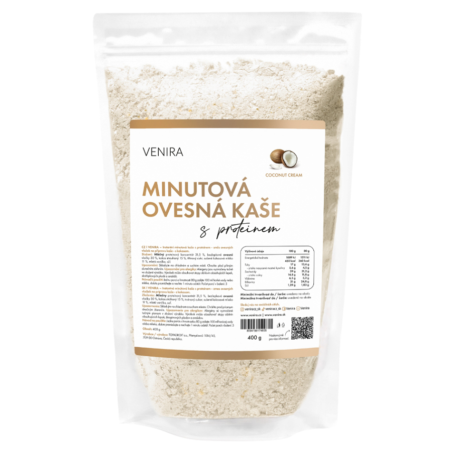 VENIRA Minútová ovsená kaša s proteínom coconut cream 400 g