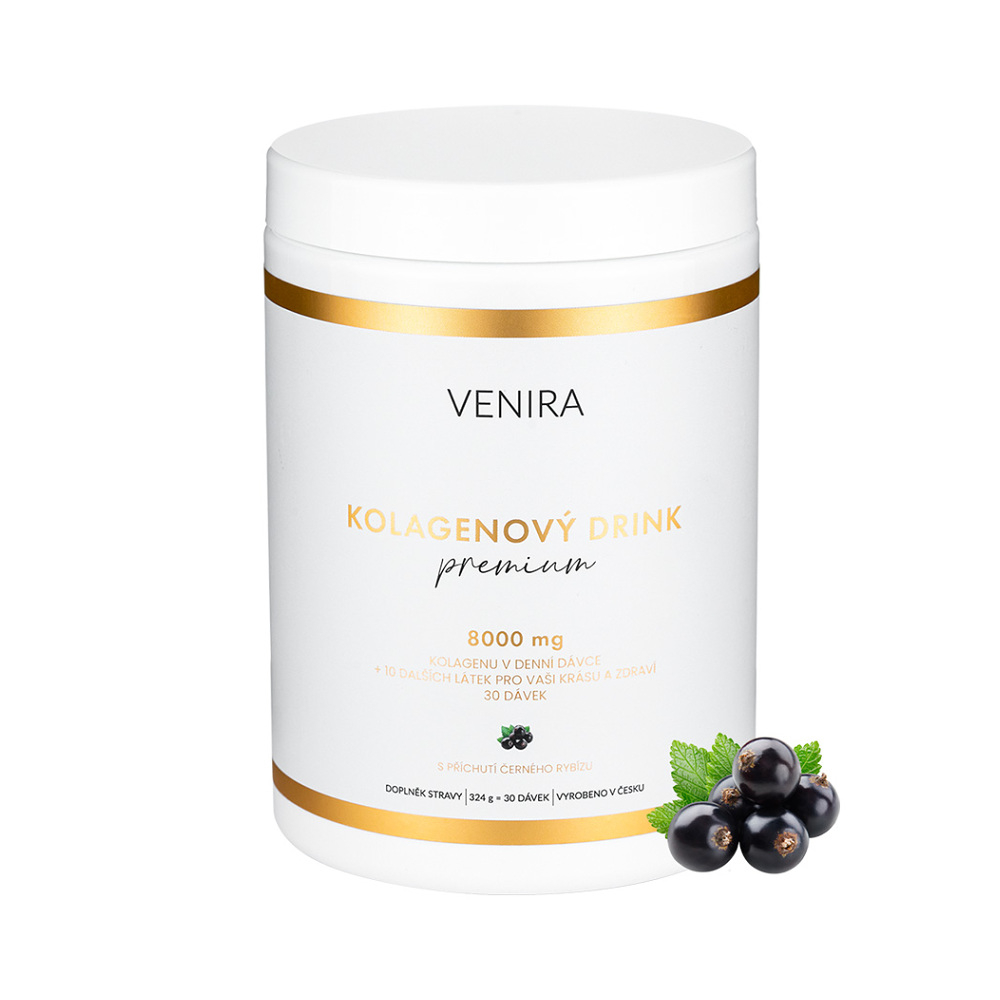 Venira PREMIUM kolagénový drink prášok na prípravu nápoja pre krásne vlasy, pleť a nechty príchuť Black Currant 324 g