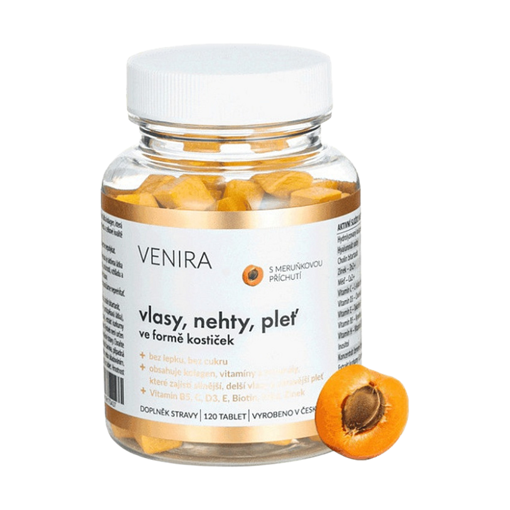 Venira Vlasy, nechty, pleť - marhuľa tablety pre krásne vlasy, pleť a nechty 120 tbl