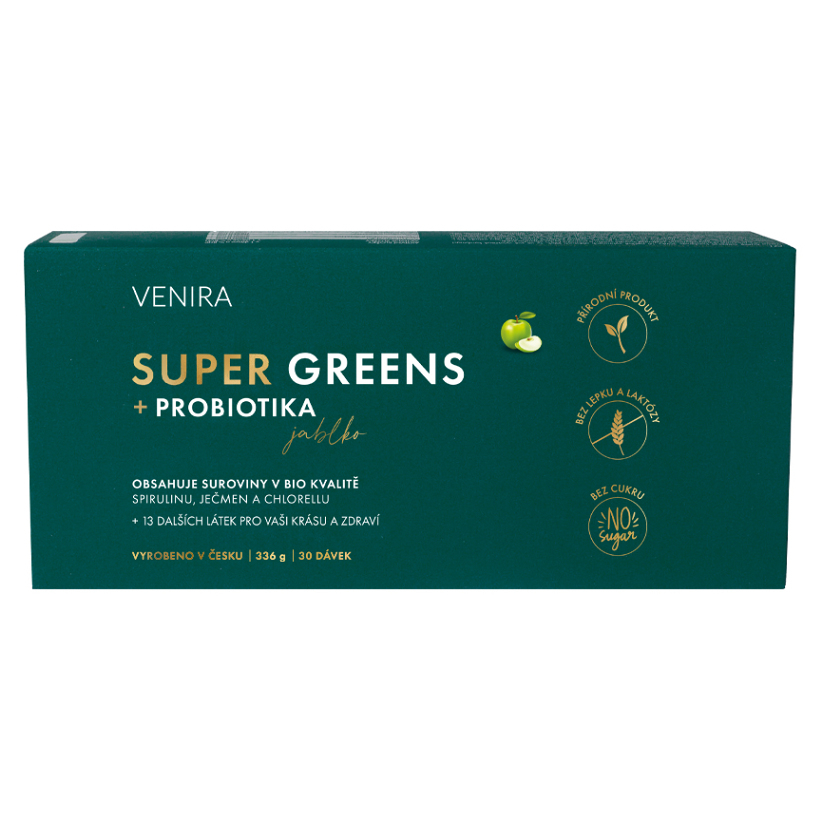 VENIRA Super Greens + probiotiká jablko 30 sáčkov