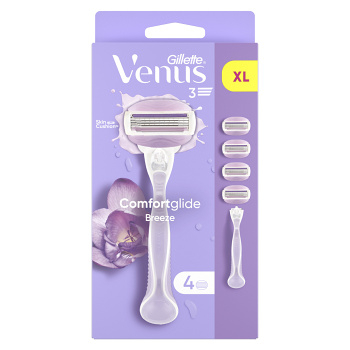 GILLETTE Venus Comfort Breeze Holiaci strojček + Náhradná hlavica 4 kusy (Holítka s vymeniteľnou hlavicou) - Omývateľný