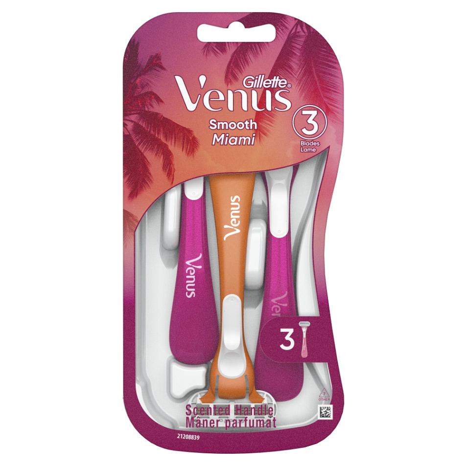 GILLETTE Venus Smooth Miami Dámske pohotovostné holiace strojčeky 3 kusy