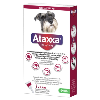 ATAXXA 1250 mg/250 mg roztok na kvapkanie na kožu pre psov od 10 kg do 25 kg 1 pipeta