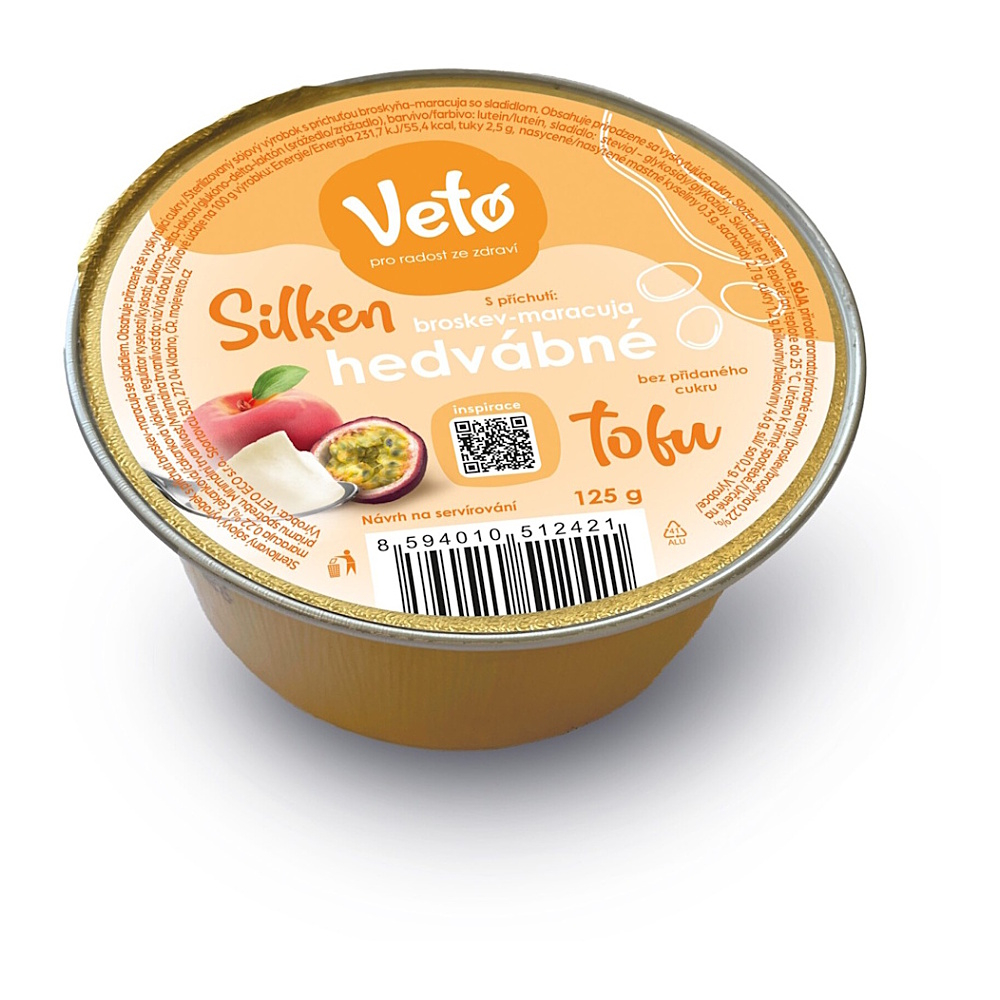 VETO Tofu hodvábne s príchuťou broskyňa a maracuja 125 g