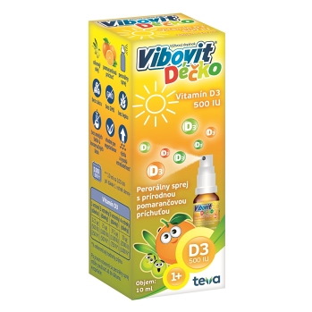 VIBOVIT Déčko Vitamín D3 500 IU sprej s pomarančovou príchuťou 10 ml