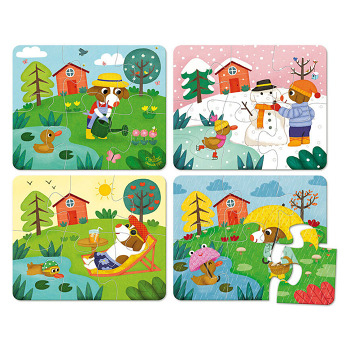 VILAC Drevené puzzle 4 obdobia (Vkladačky, spojovačky a puzzle) - Iné, Skladacia, Sada