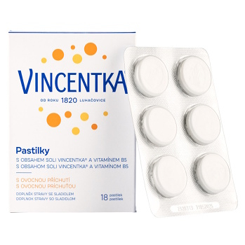 VINCENTKA Pastilky ovocné 18 pastiliek (Dýchanie, dýchacie cesty)