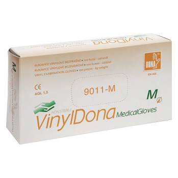 DONA Rukavice vyšetrovacie vinyl bezprašné veľkosť M 100 kusov (Vyšetrovacie rukavice) - Chirurgické nesterilné, Jednorázové, vyšetrovacie, Nepudrované