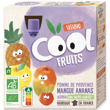 VITABIO Cool fruits vrecko jablko, mango, ananás 4m+ BIO 4 x 90 g