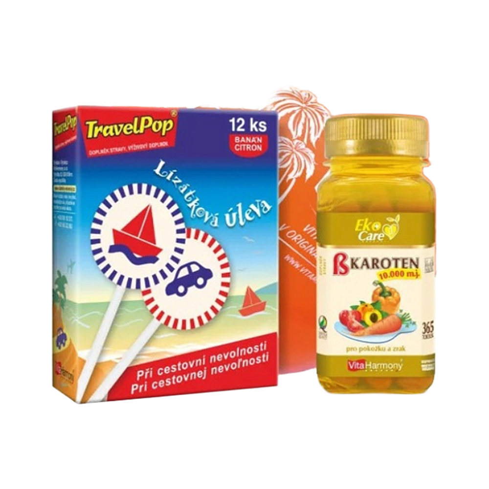 VITAHARMONY Letný box beta karotén 365 kapsúl + travelpop 12 kusov + plážová lopta ZADARMO