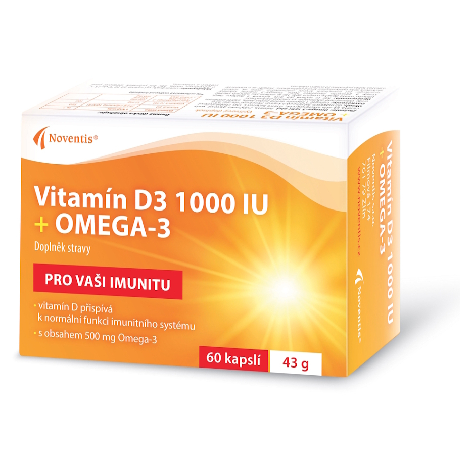 NOVENTIS VITAMÍN D3 1000 IU + OMEGA-3, 60 kapsúl